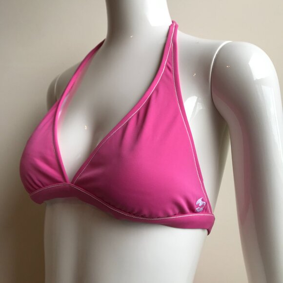 Billabong surf solid pink halter top low rise bottom bikini set - Picture 4 of 8